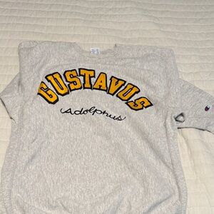 Gustavus adolphus champion  Gray Sweatshirt with Yellow and Black Text